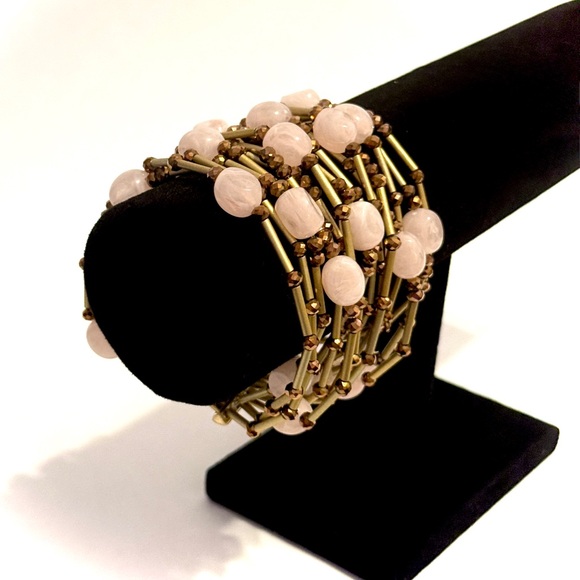 Chico's Multi Strand Pink and Gold Bead Stretch Bracelet NWT - Picture 5 of 7